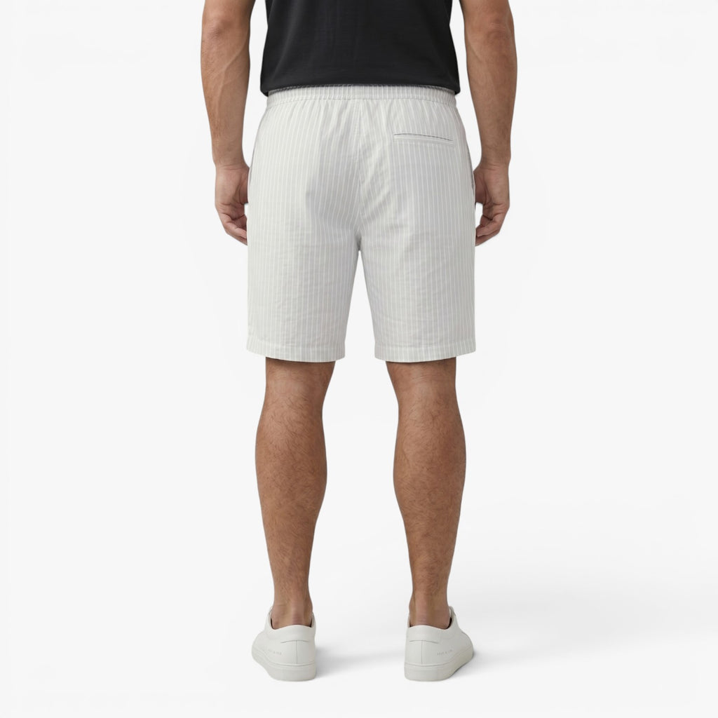 Men's Coastal Pinstripe Drawstring Linen Blend Summer Shorts