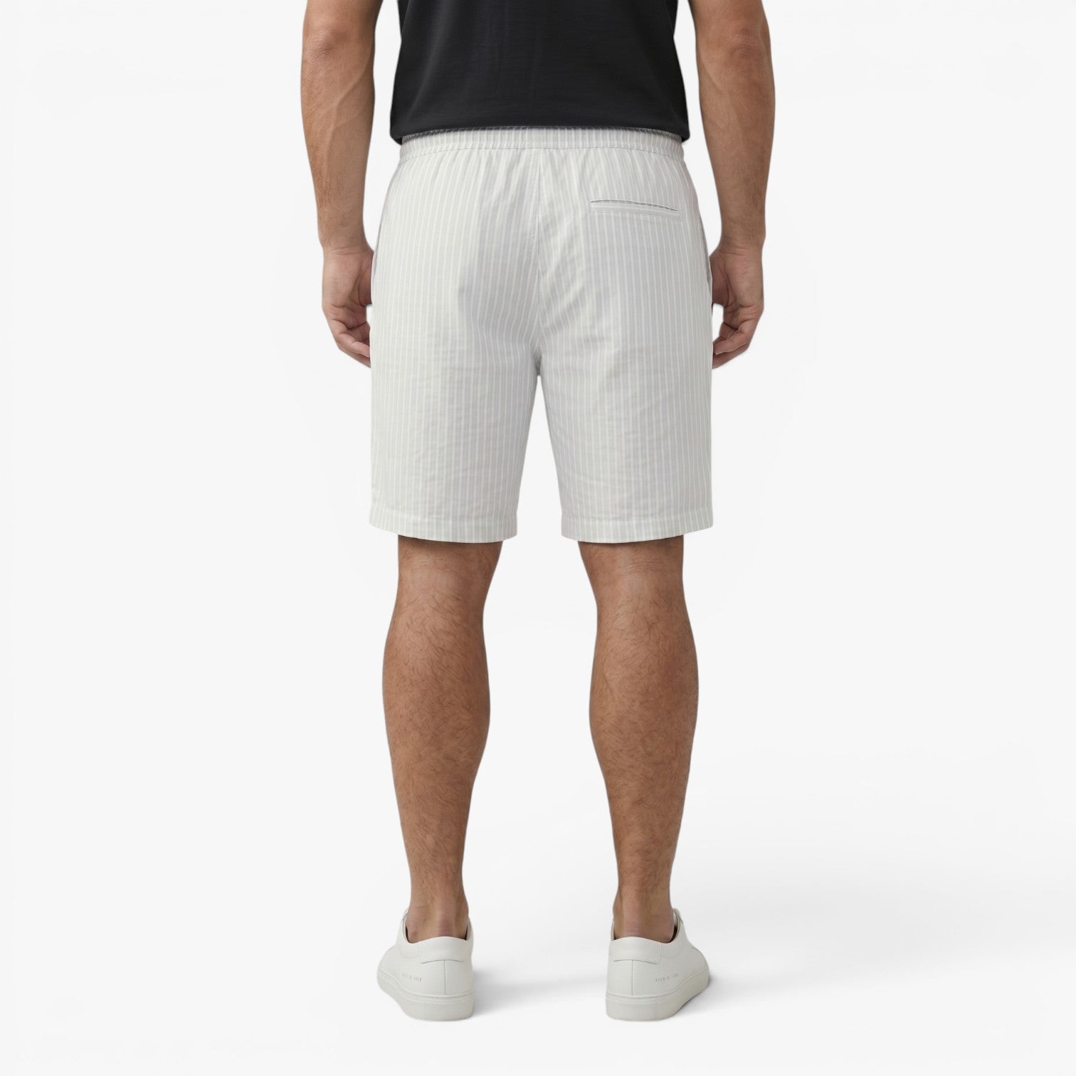 Men's Coastal Pinstripe Drawstring Linen Blend Summer Shorts