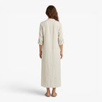 Women's Relaxed Button Front Maxi Dress with Long Sleeves