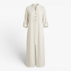 Women's Relaxed Button Front Maxi Dress with Long Sleeves