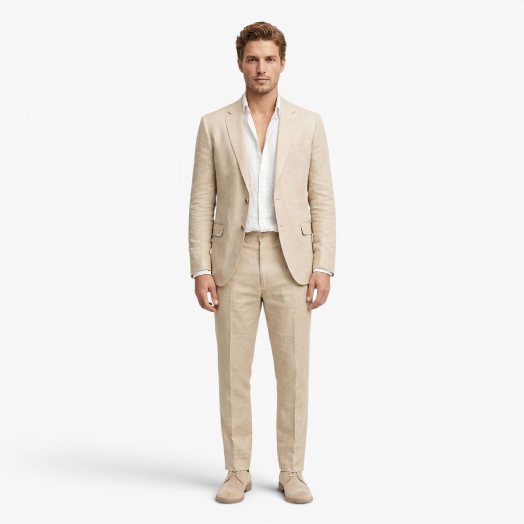 Men's Linen Blend Tailored Classic Suit Set
