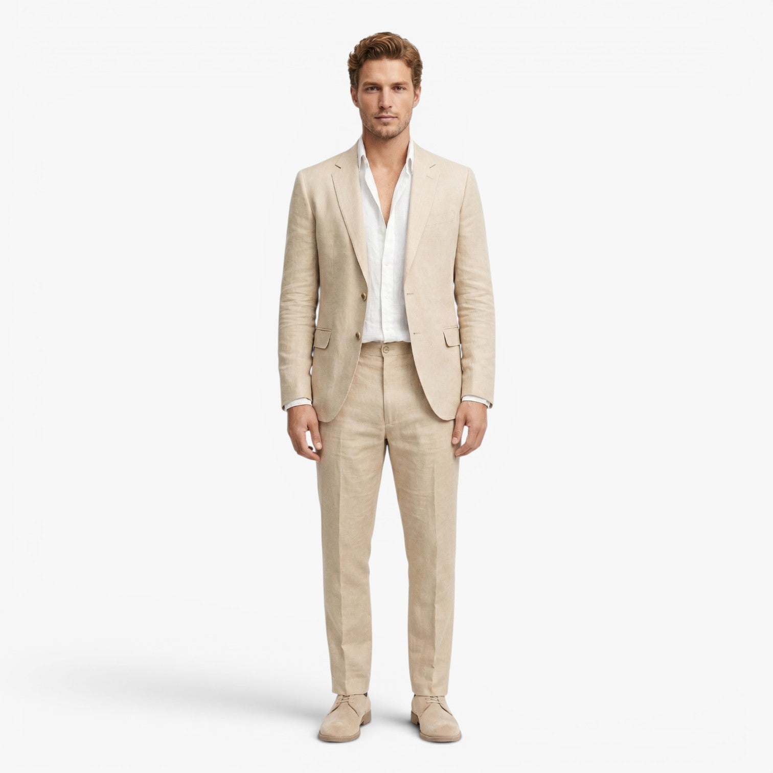 Men's Linen Blend Tailored Classic Suit Set