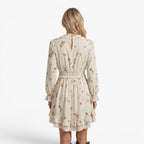 Women's Floral Ruffle Hem Long Sleeve Mini Dress