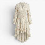 Women's Floral Ruffle Hem Long Sleeve Mini Dress