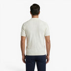 Men's Textured Checkerboard Knit Polo Shirt with Ribbed Jacquard Finish