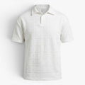 Men's Textured Checkerboard Knit Polo Shirt with Ribbed Jacquard Finish