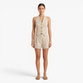 Women's Pinstripe Halter Vest & Tailored High-Waist Shorts Set