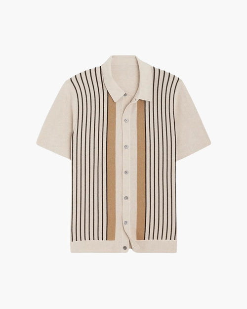 Herren Retro Polo-Cardigan mit vertikalen Streifen, Knopfleiste und maßgeschneidertem Resort-Schnitt