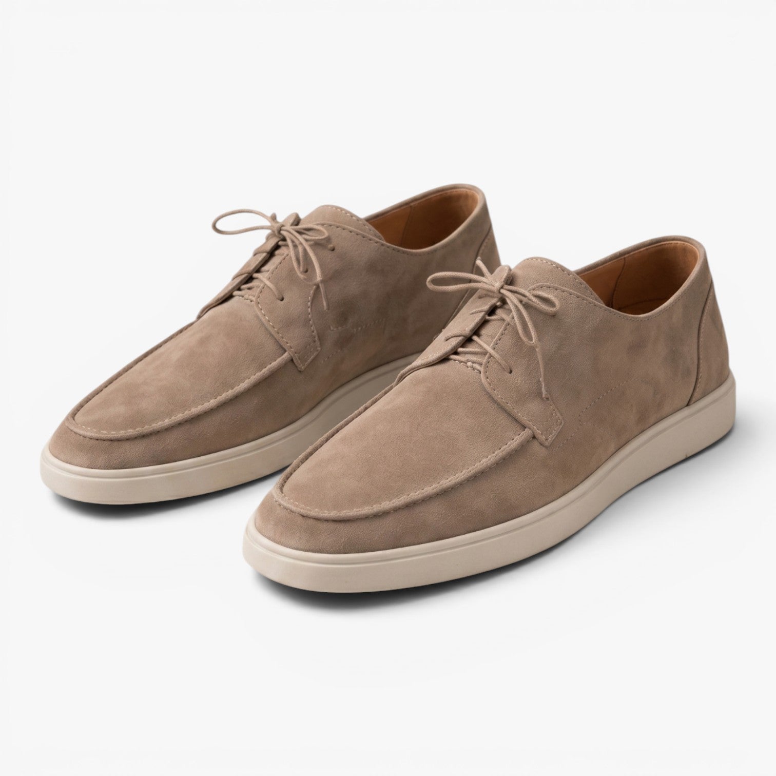 Men's Suede-Look Lace-Up Moc Toe Casual Loafers