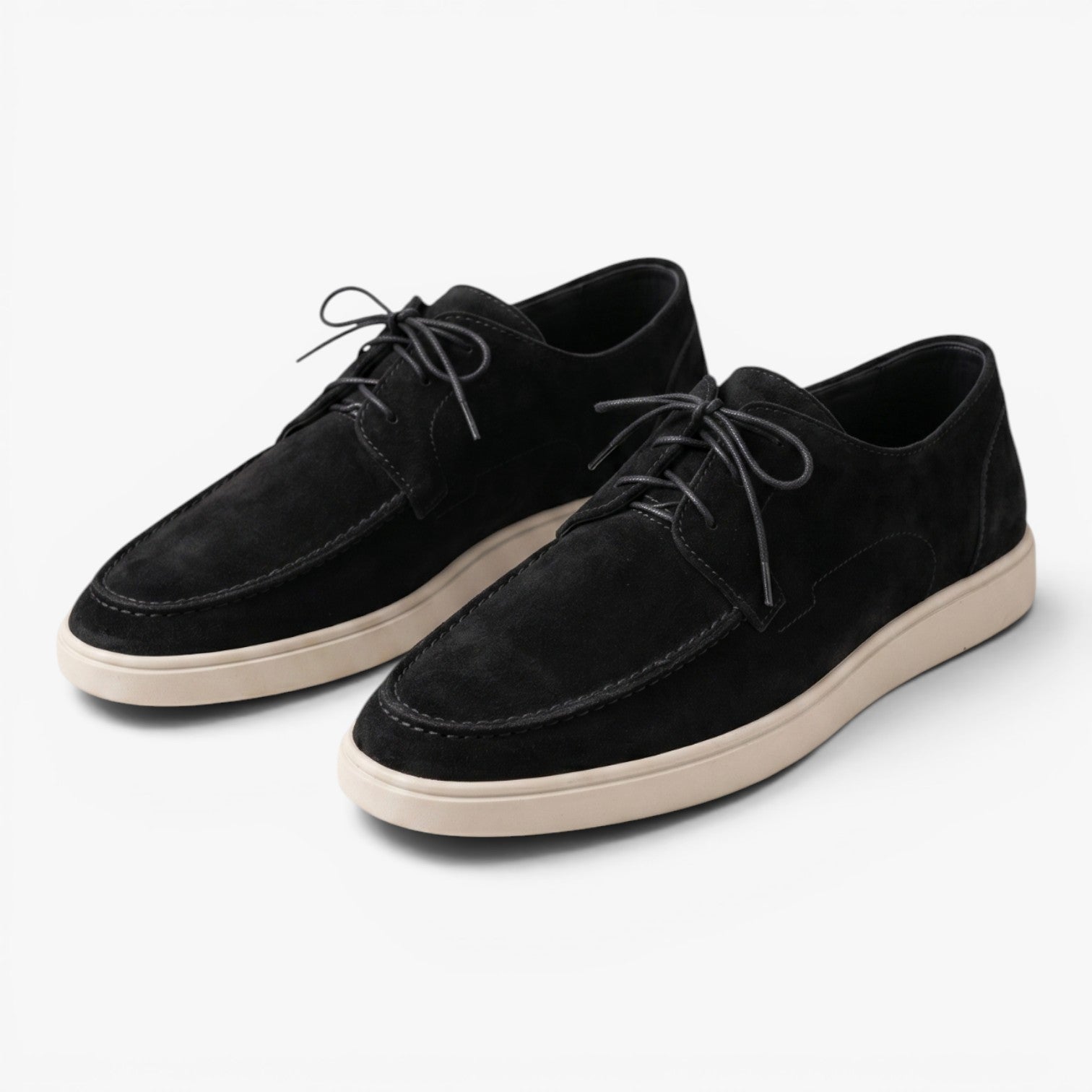 Men's Suede-Look Lace-Up Moc Toe Casual Loafers