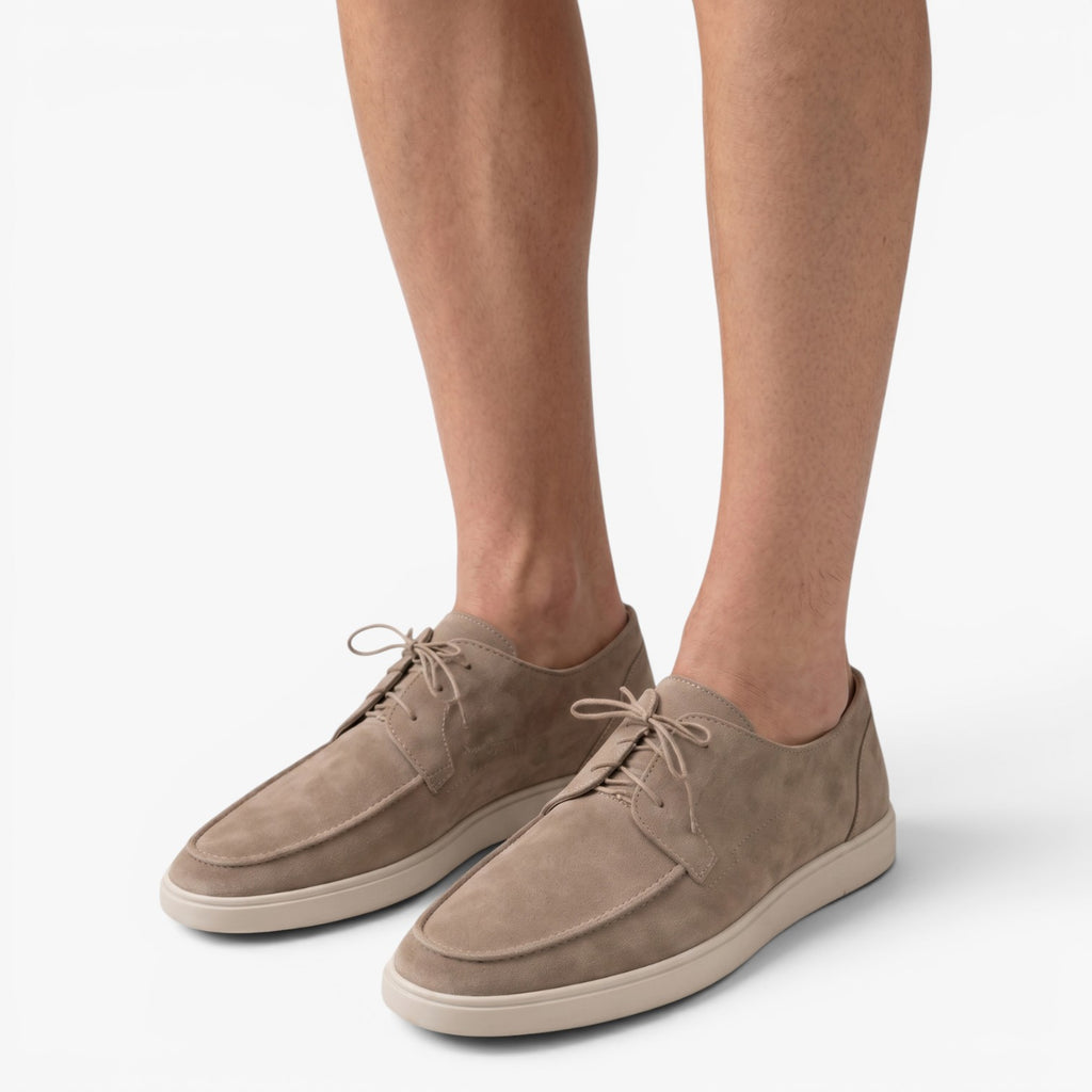 Men's Suede-Look Lace-Up Moc Toe Casual Loafers