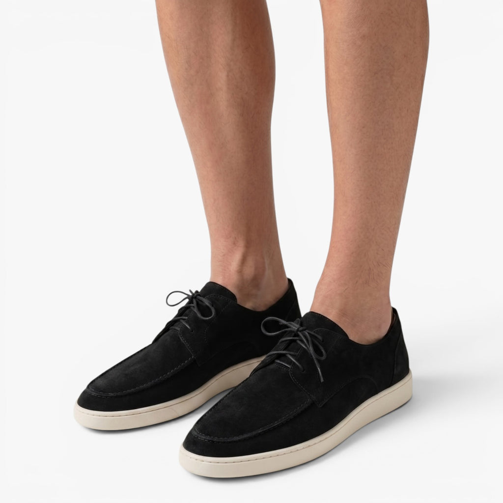 Men's Suede-Look Lace-Up Moc Toe Casual Loafers