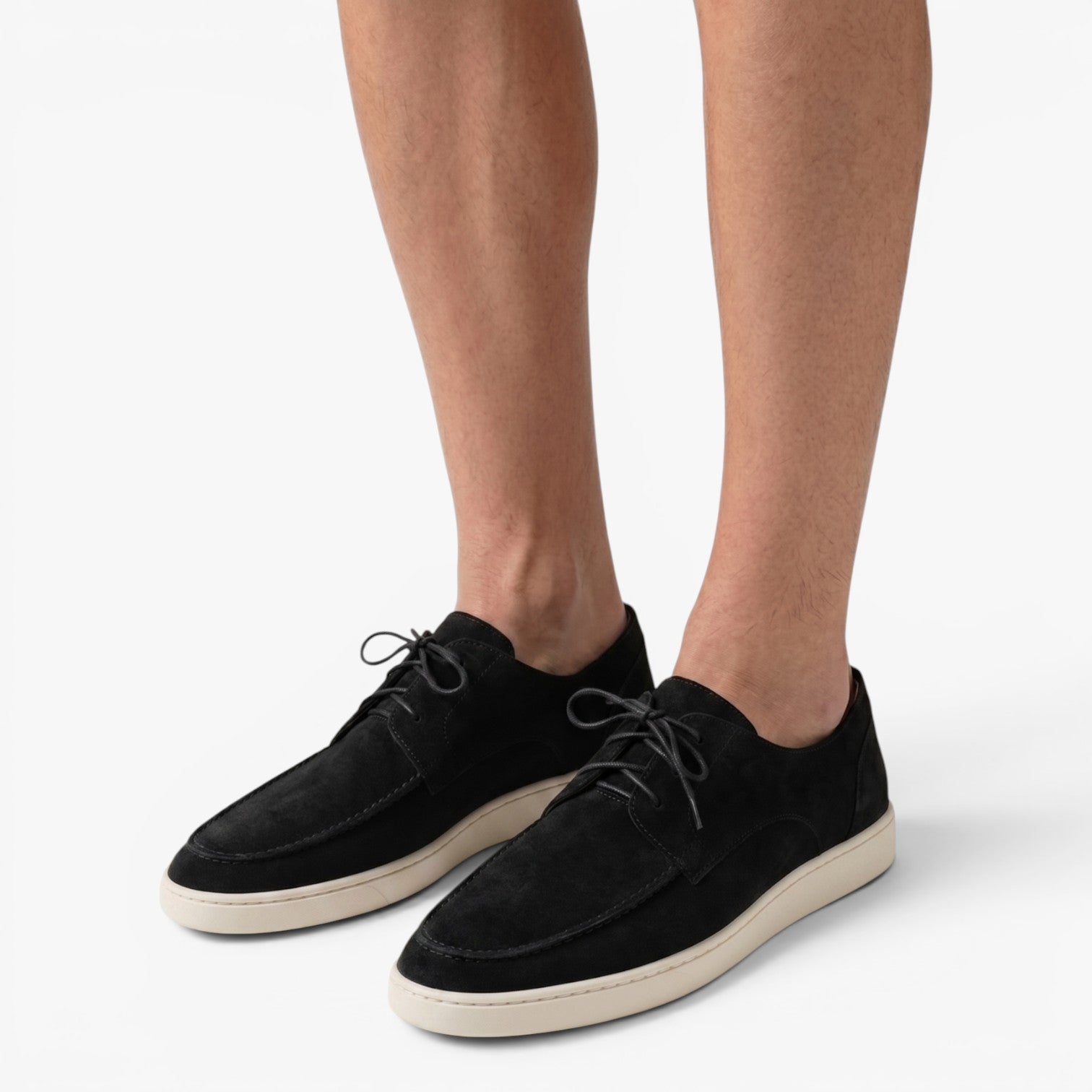 Men's Suede-Look Lace-Up Moc Toe Casual Loafers