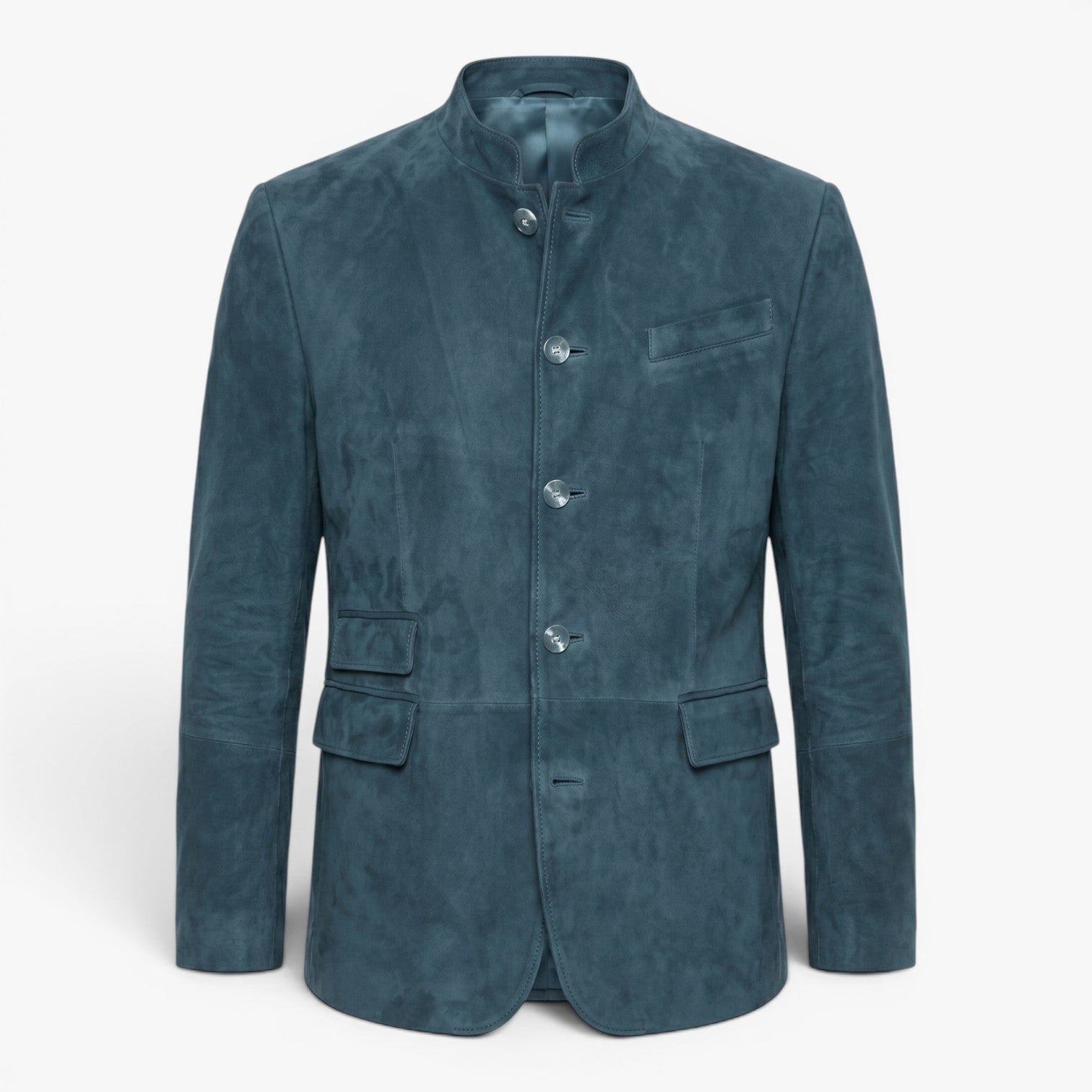 Men's Vintage Suede Military-Inspired Stand Collar Blazer Jacket
