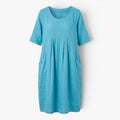 Damen lockeres Midi-Kleid mit Taschen und weichem, gerafftem Vorderteil