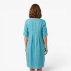 Women's Relaxed Pocket Midi Dress with Soft Gathered Front Detail