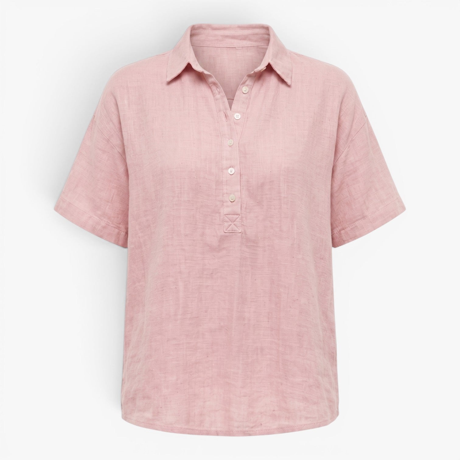 Women's Linen Collared Blouse with Relaxed Fit