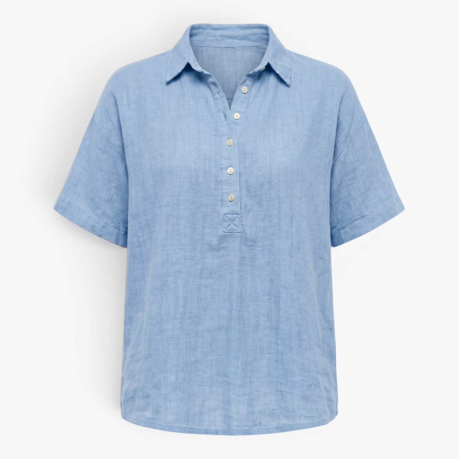 Women's Linen Collared Blouse with Relaxed Fit