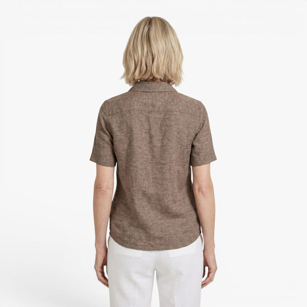 Women's Linen Collared Blouse with Relaxed Fit