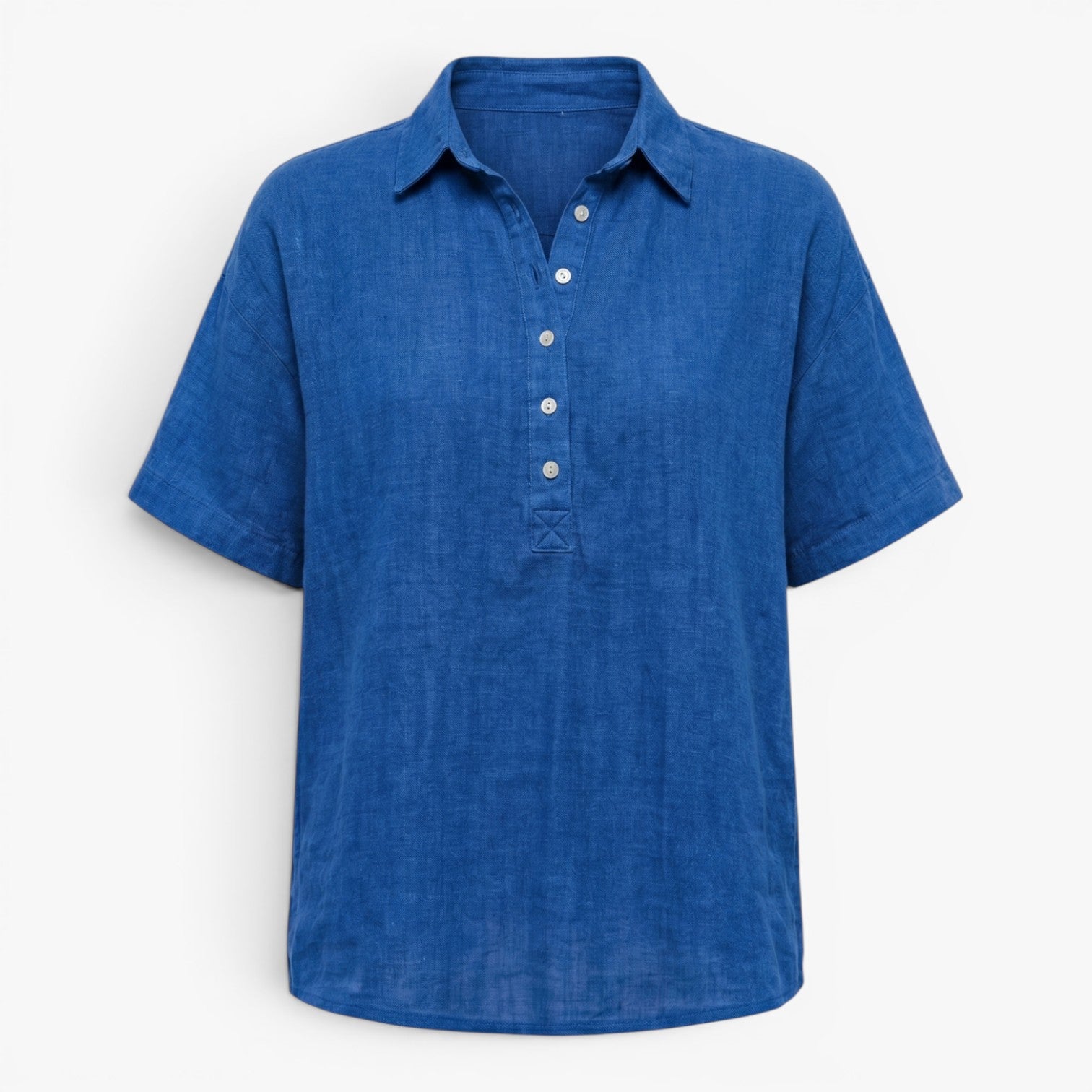 Women's Linen Collared Blouse with Relaxed Fit