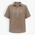 Damen Leinenbluse mit Kragen und lockerem Schnitt