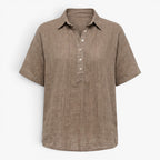 Women's Linen Collared Blouse with Relaxed Fit