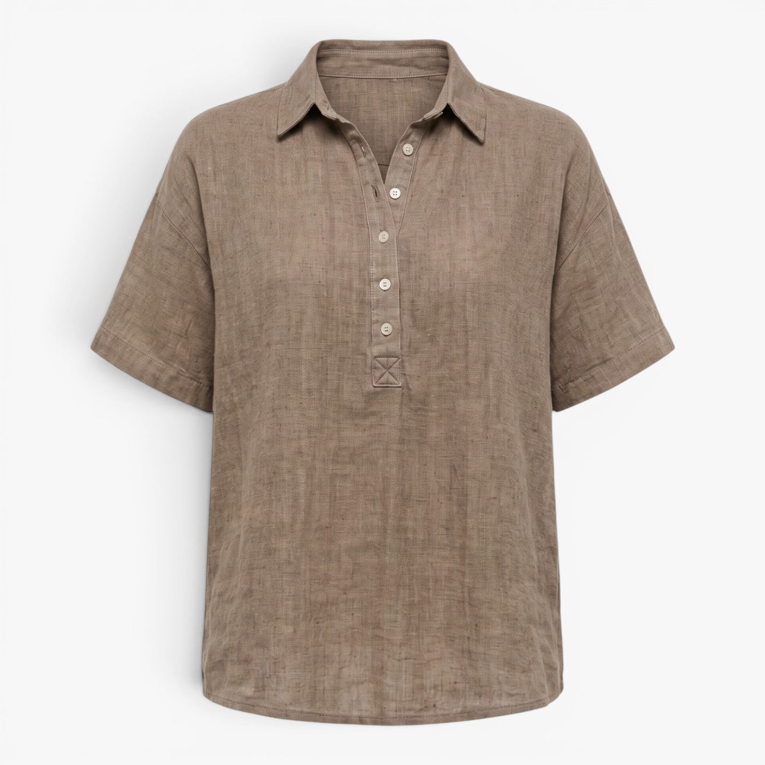 Women's Linen Collared Blouse with Relaxed Fit