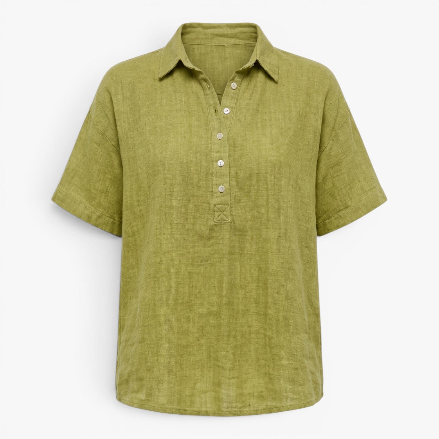 Women's Linen Collared Blouse with Relaxed Fit