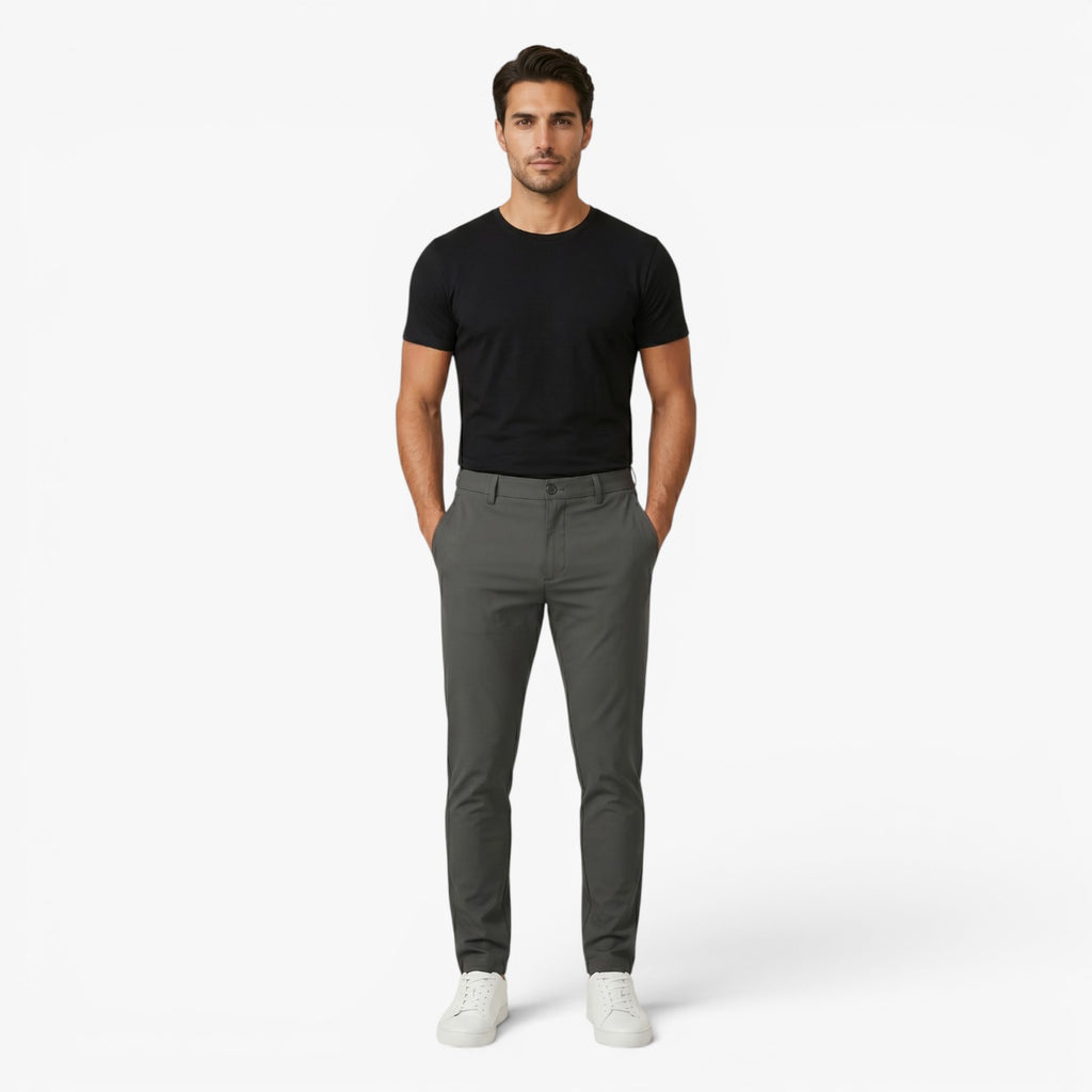 Men's Tailored Slim-Fit Stretch Chino Trousers with Tapered Leg and Modern Urban Cut