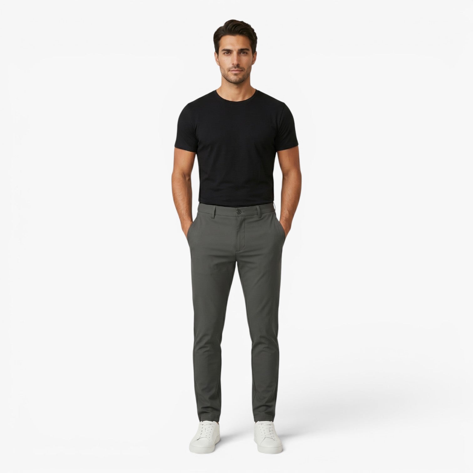 Men's Tailored Slim-Fit Stretch Chino Trousers with Tapered Leg and Modern Urban Cut