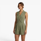 Women's Belted Wrap Front Sleeveless Romper