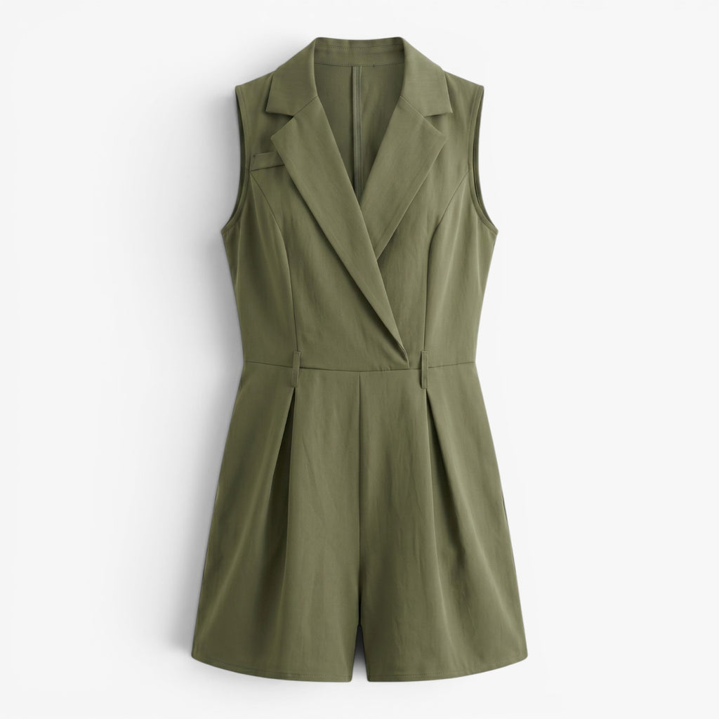 Women's Belted Wrap Front Sleeveless Romper