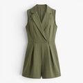 Damen ärmelloser Wickel-Romper mit Gürtel