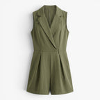 Women's Belted Wrap Front Sleeveless Romper
