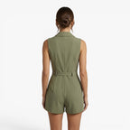 Women's Belted Wrap Front Sleeveless Romper