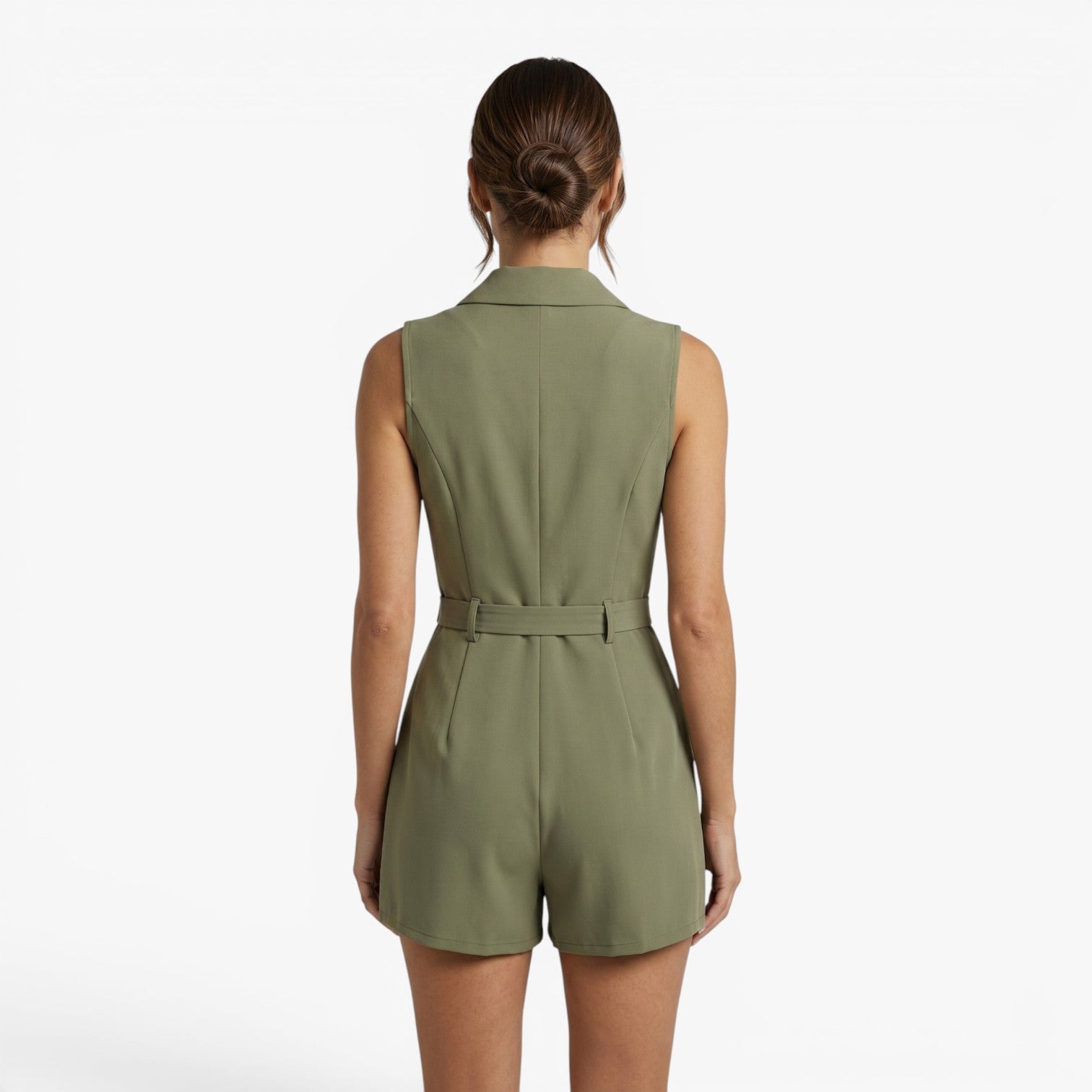 Women's Belted Wrap Front Sleeveless Romper