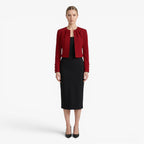 Women's Cropped Open-Front Blazer with Button Cuff Detail