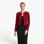 Women's Cropped Open-Front Blazer with Button Cuff Detail
