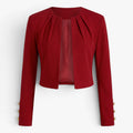 Damen cropped Blazer mit offenem Vorderteil und Knopfmanschetten-Detail