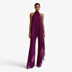 Women's Chiffon Overlay Halter Pant Set