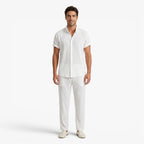 Men's Textured Short Sleeve Shirt and Trousers Set