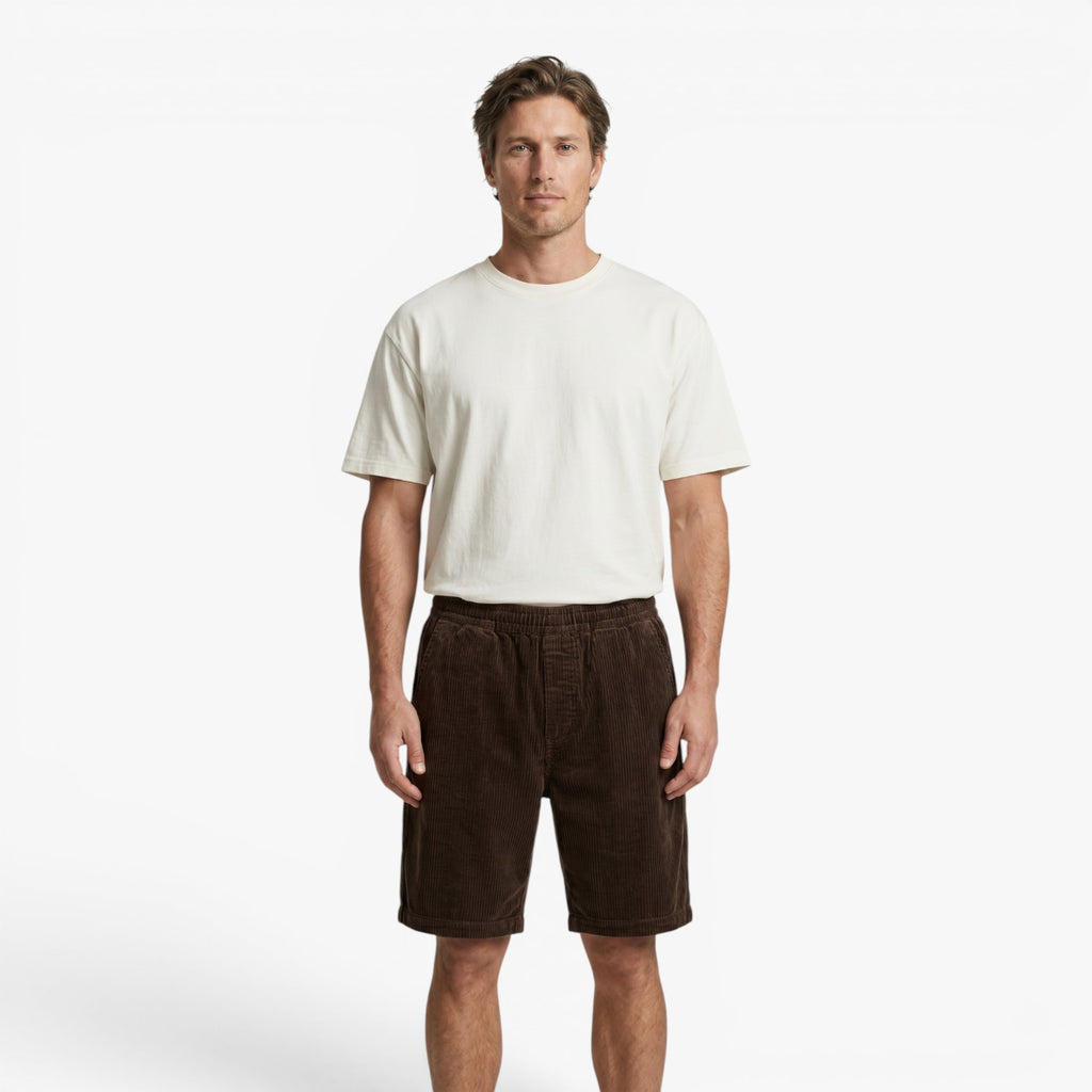 Men's Relaxed Corduroy Shorts with Elastic Waistband