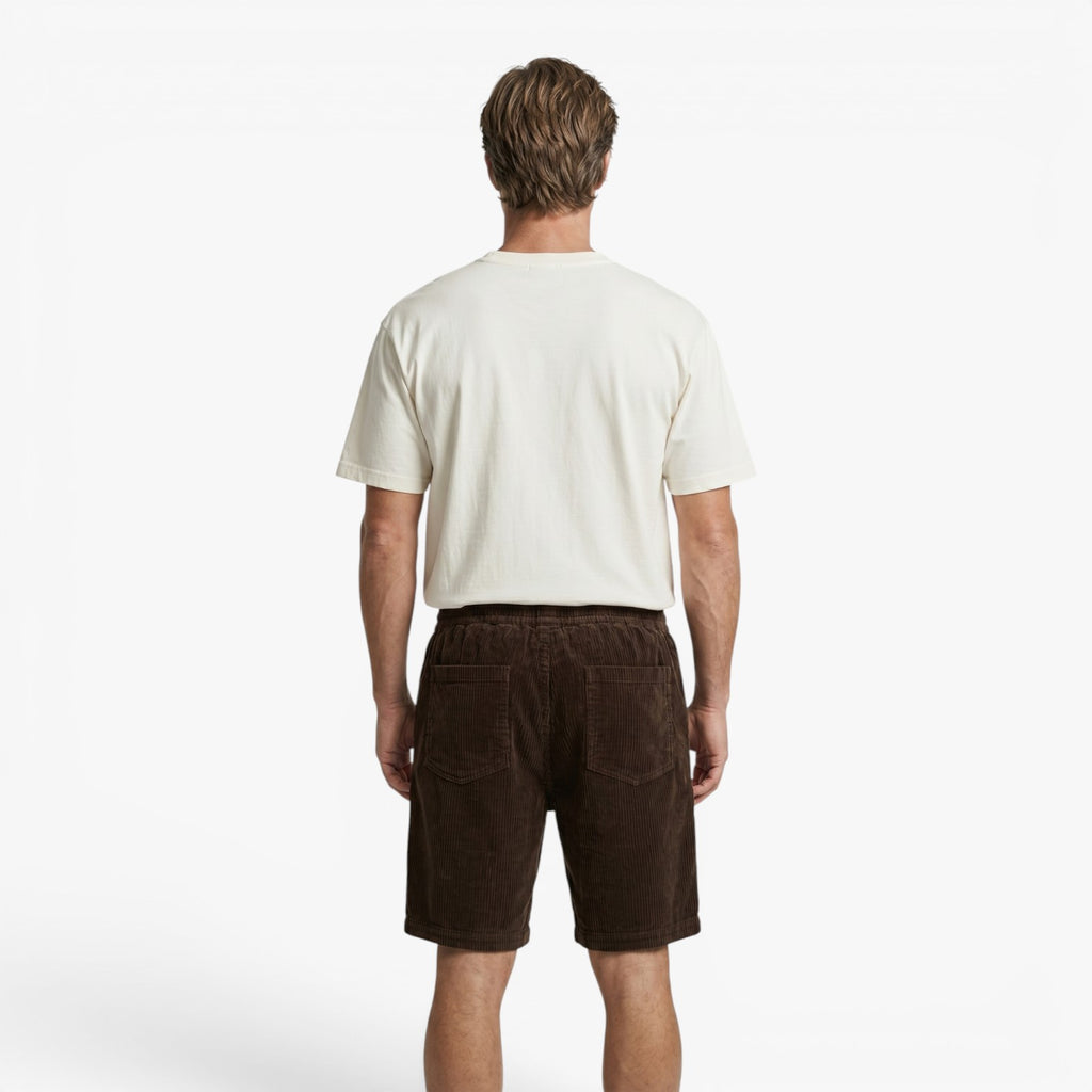 Men's Relaxed Corduroy Shorts with Elastic Waistband
