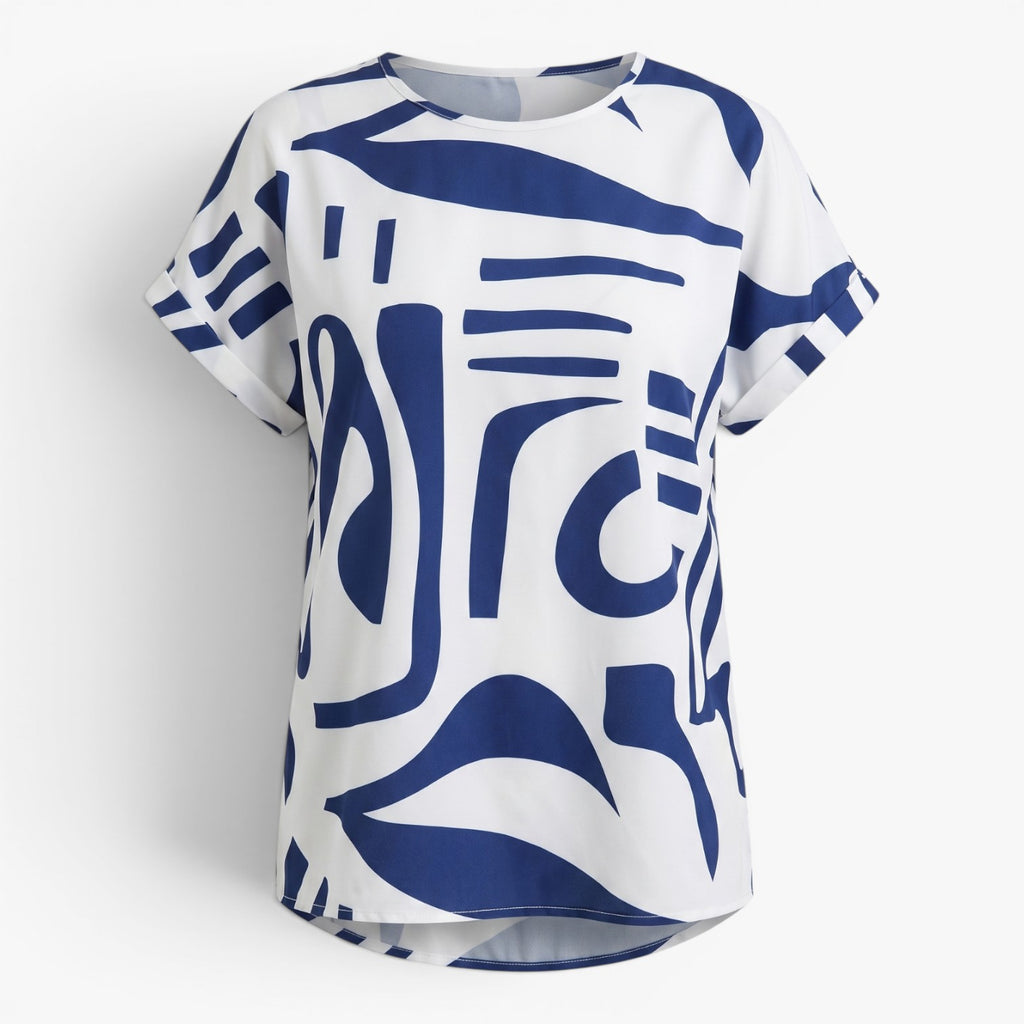 Women's Abstract Print Short Sleeve Blouse