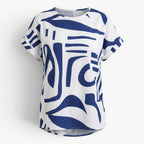 Women's Abstract Print Short Sleeve Blouse