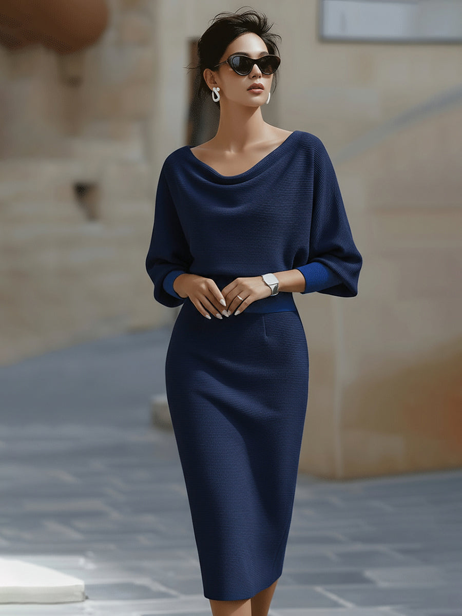 Women's Cowl Neck Midi Dress