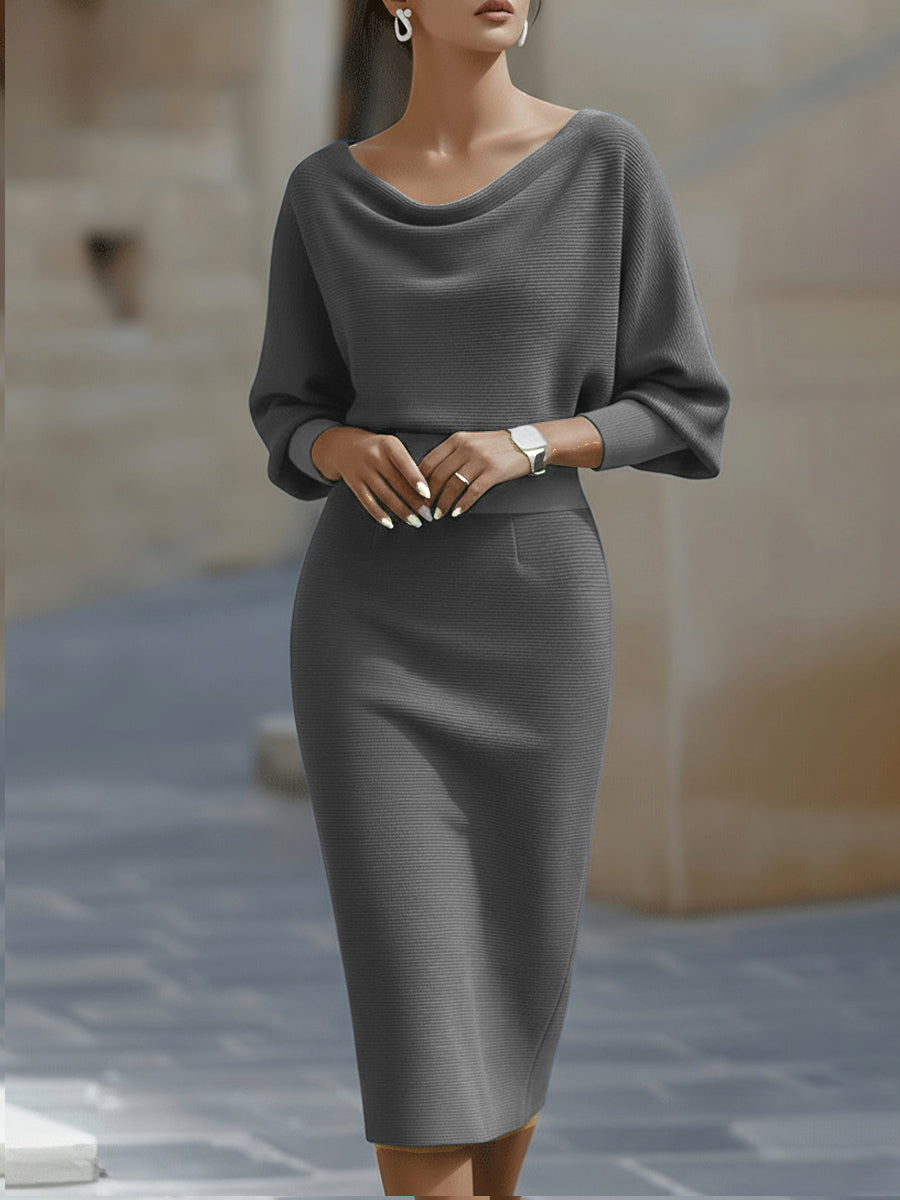 Women's Cowl Neck Midi Dress