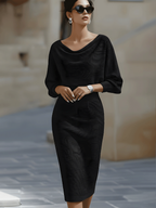 Women's Cowl Neck Midi Dress