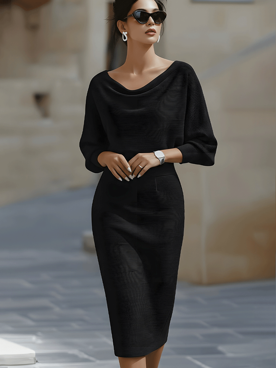 Women's Cowl Neck Midi Dress