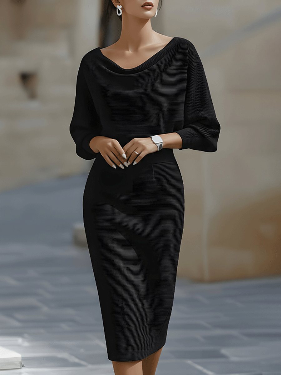 Women's Cowl Neck Midi Dress